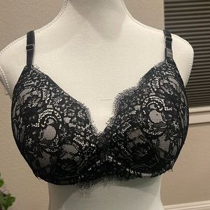 Black and white lace Push up Bra